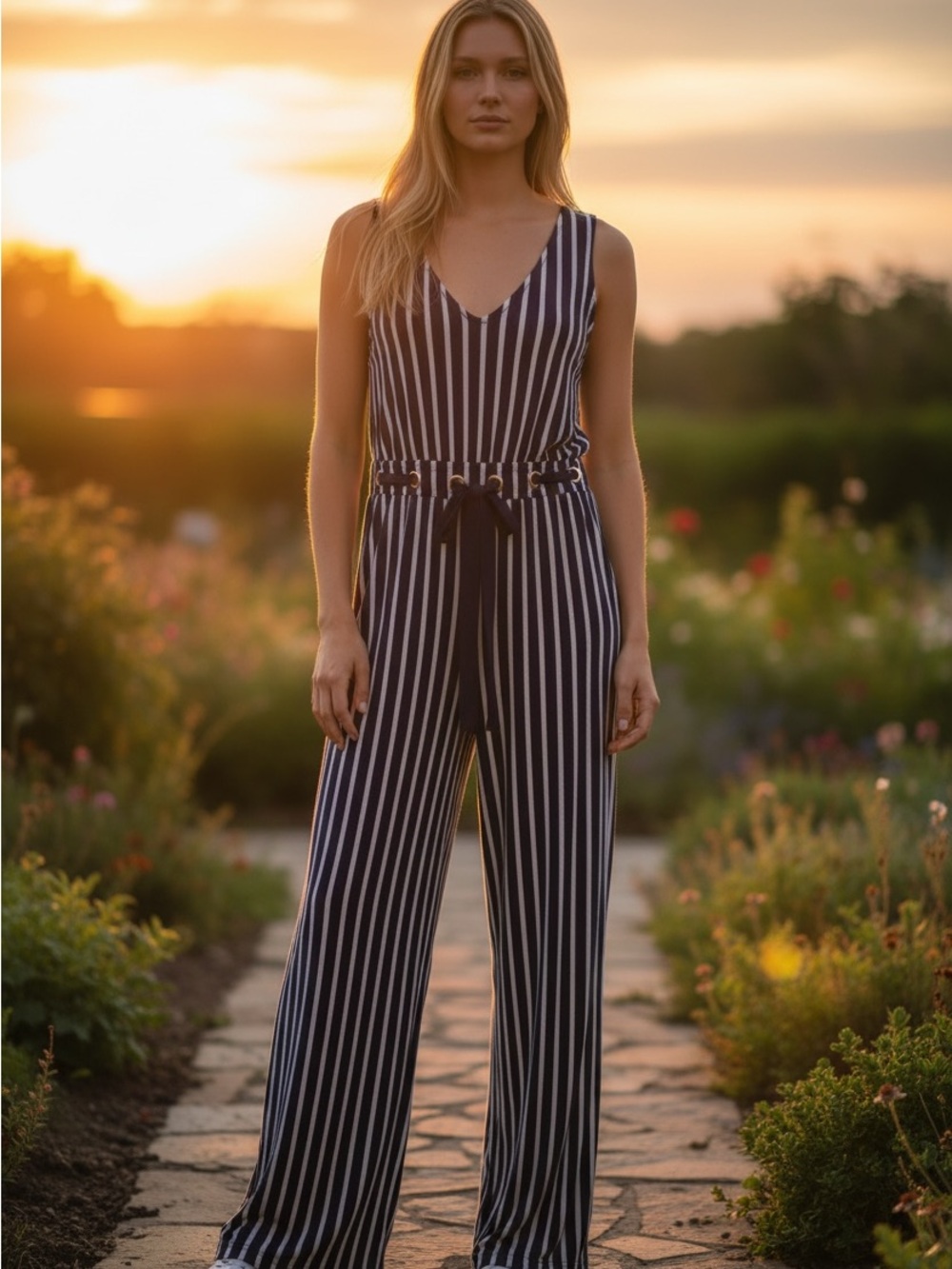 Wrapper Black & White Jumpsuit Sz S